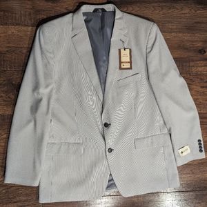 NWT Haggar Mens 2 Button Striped Classic Fit Sport Coat Blazer Size 46 Long NWT